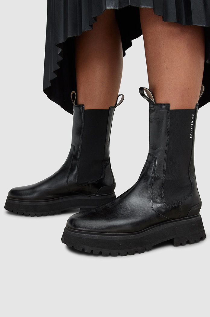 AllSaints Ghete chelsea de piele WF582X negru AW22