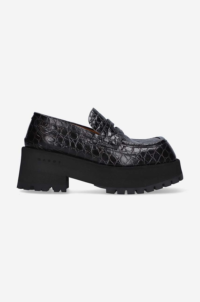 Marni Kožené mokasíny Marni čierna MOMS002506.P5046