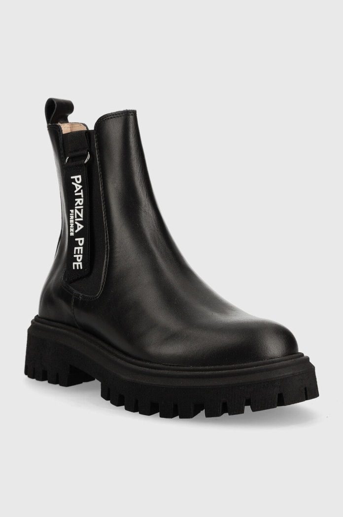 Kožené kotníkové boty Patrizia Pepe Girl PPJ733.35.41 černá AW22