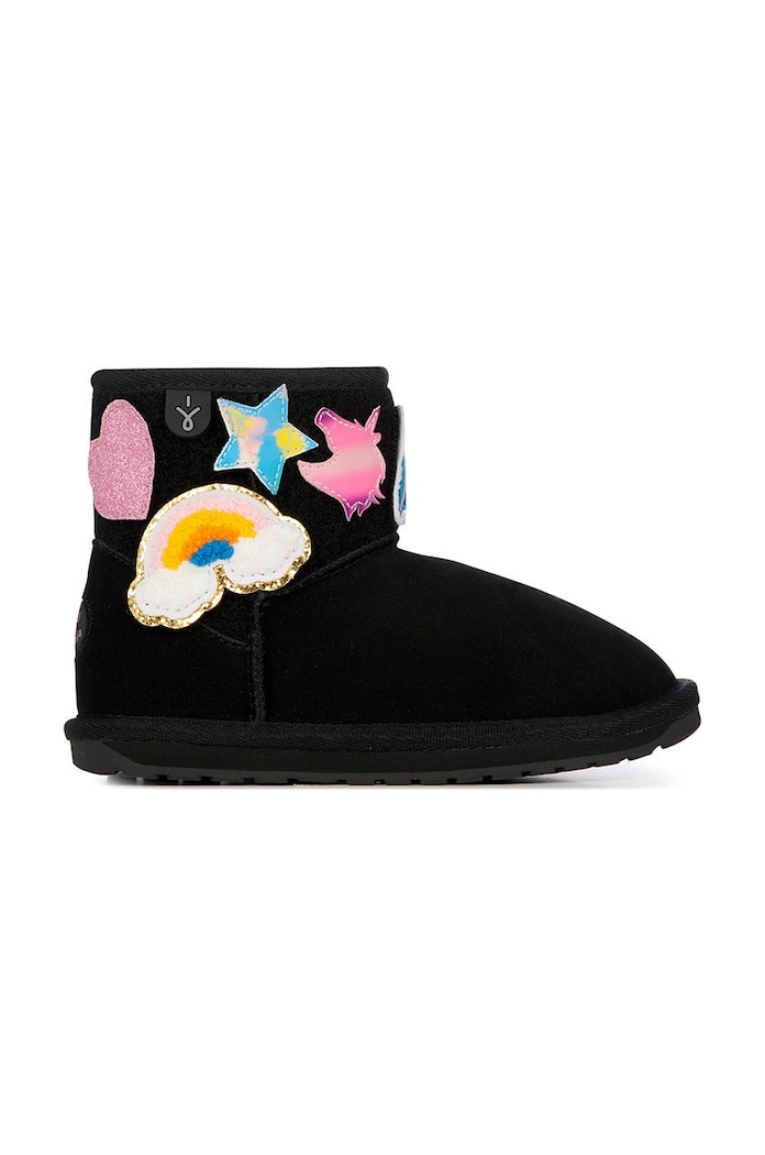 Μπότες χιονιού σουέτ για παιδιά Emu Australia Wallaby Mini Play χωρίς φερμουάρ μαύρο K12748.Wallaby.Mini.Pla