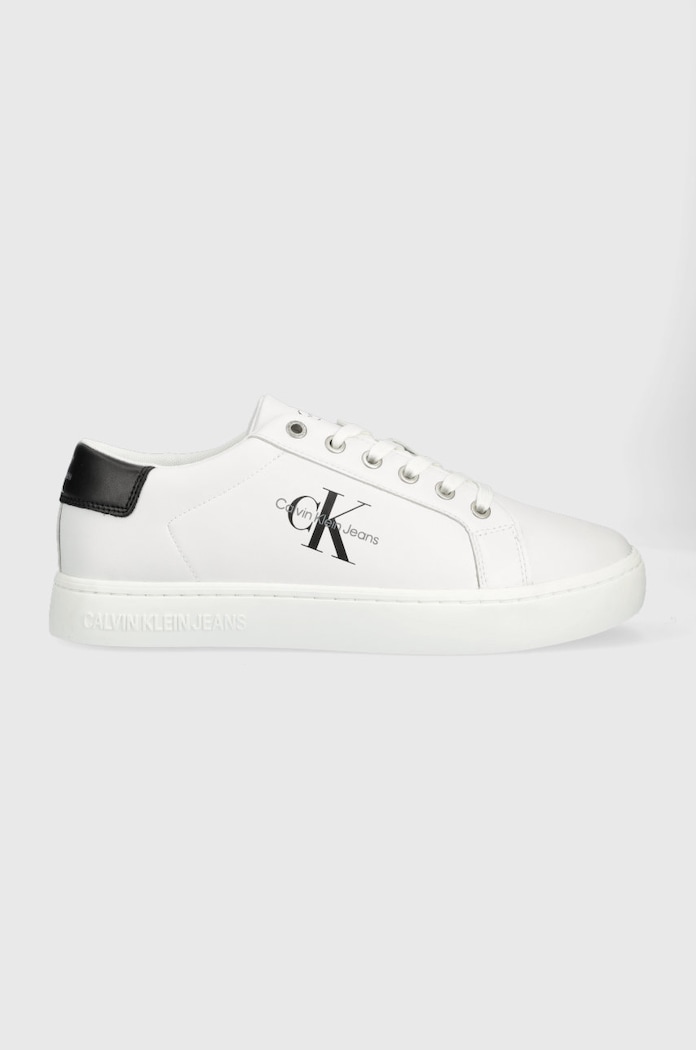Calvin Klein Jeans sneakers din piele Classic Cupsole Laceup Low alb YM0YM00491.YAF