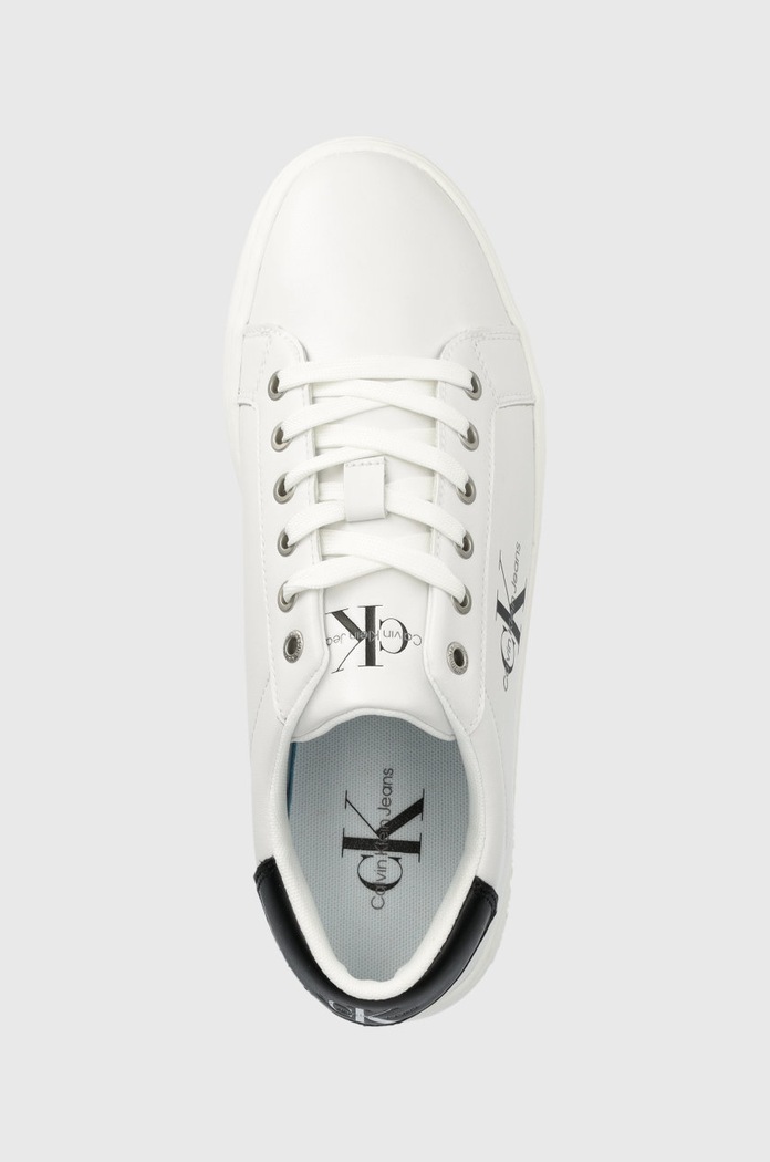 Calvin Klein Jeans sneakers din piele Classic Cupsole Laceup Low alb YM0YM00491.YAF