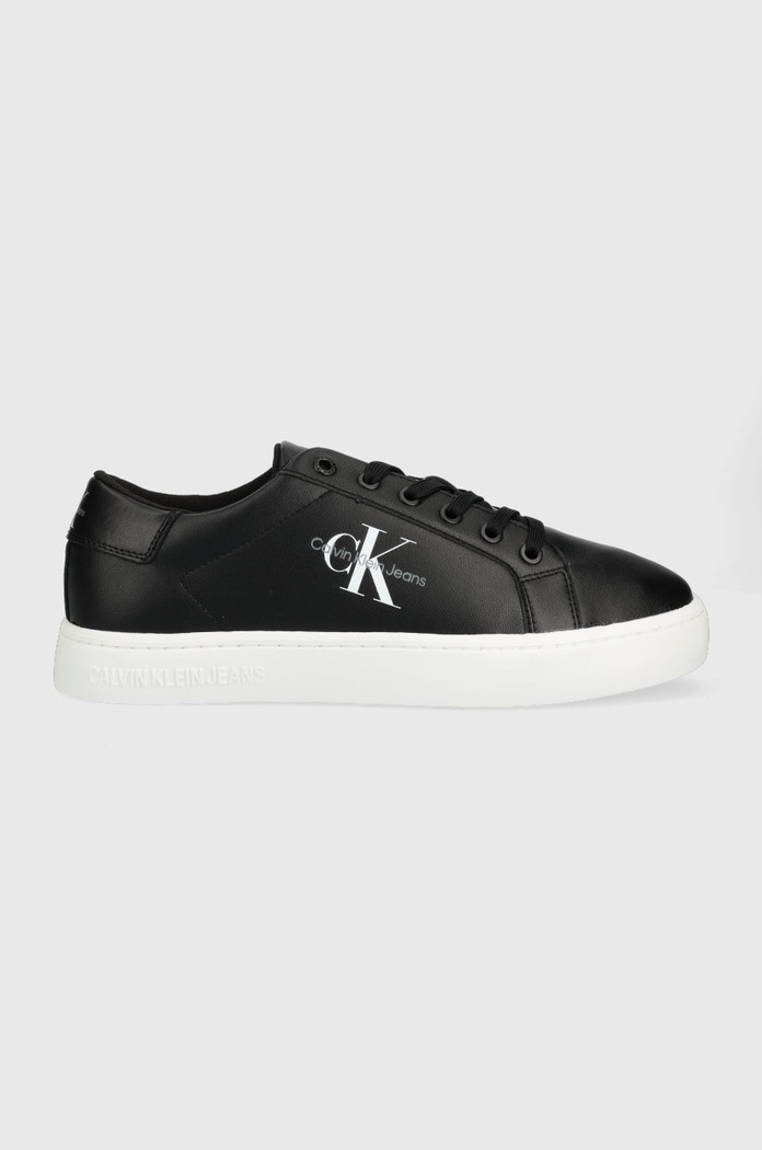 Kožené tenisky Calvin Klein Jeans Classic Cupsole Laceup Low Planet friendly čierna YM0YM00491.BDS