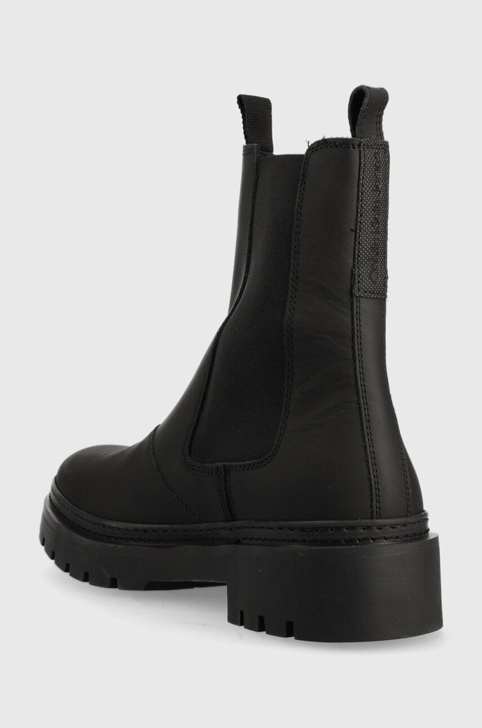 Obuwie Calvin Klein Jeans sztyblety skórzane Combat High Chelsea YM0YM00473.BDS czarny
