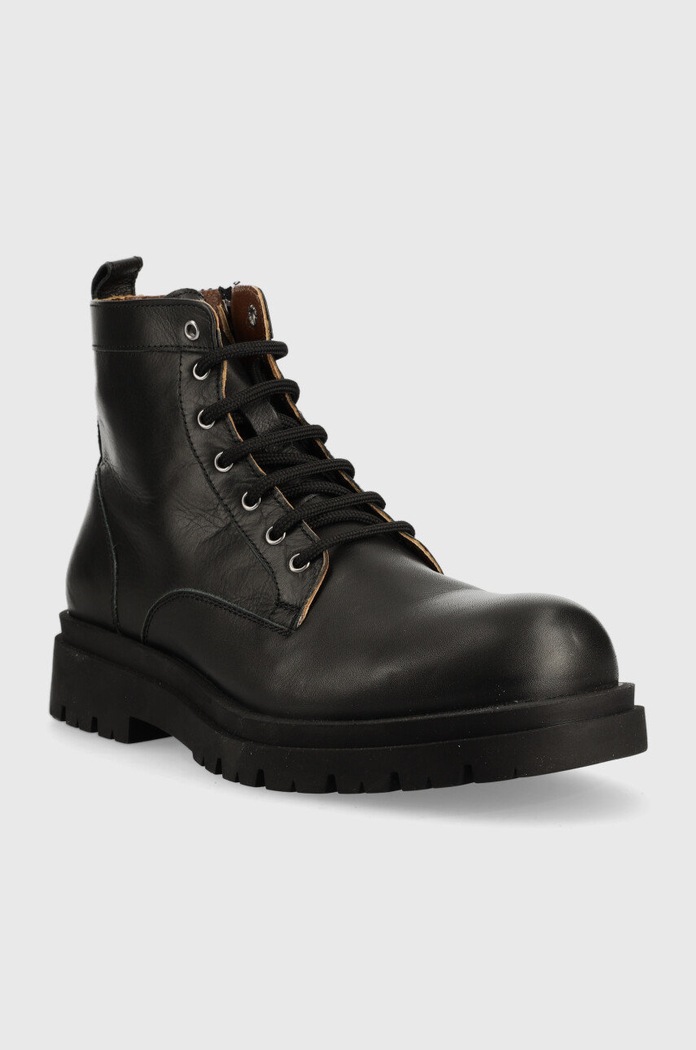 Guess trapery skórzane FM8PIS.LEA10.BLACK czarny AW22