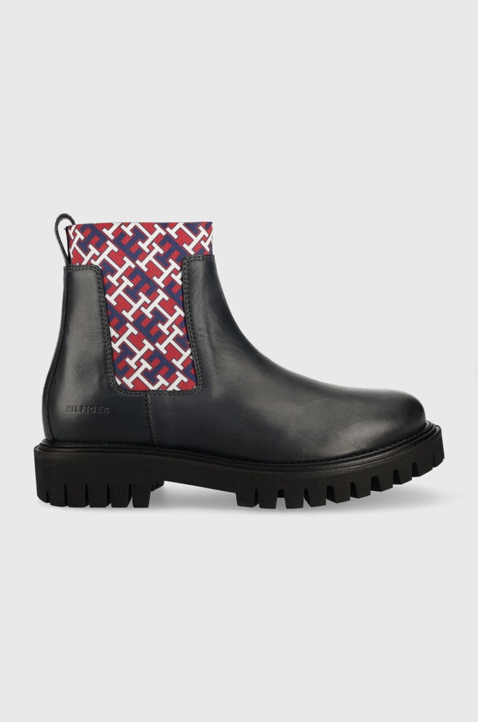 Tommy Hilfiger sztyblety skórzane skóra licowa granatowy FM0FM04369.DW5