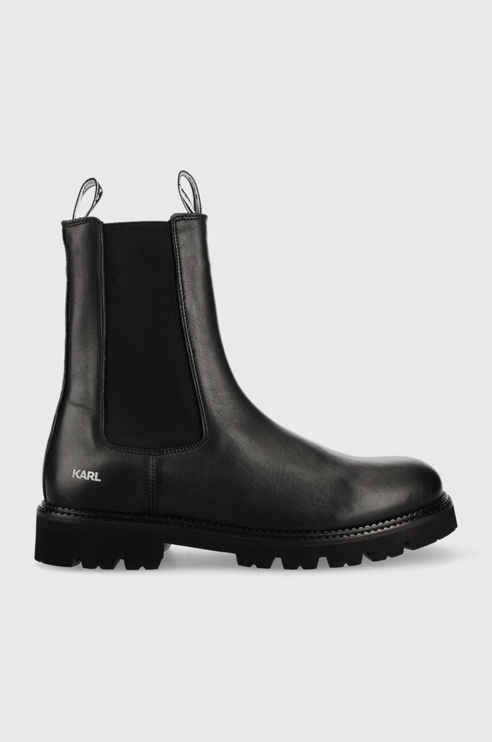 Karl Lagerfeld bőr bokacsizma Troupe Mens nappa bőr fekete KL11880.000