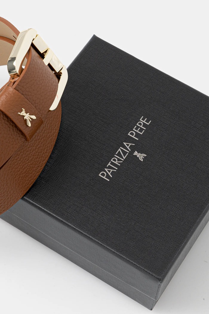 Αξεσουάρ Patrizia Pepe ζώνη γυναικεία δερμάτινη CW8684.L001 καφέ