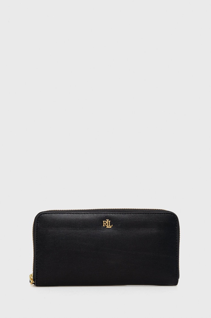 Kožená peněženka Lauren Ralph Lauren přírodní kůže černá 432876730003