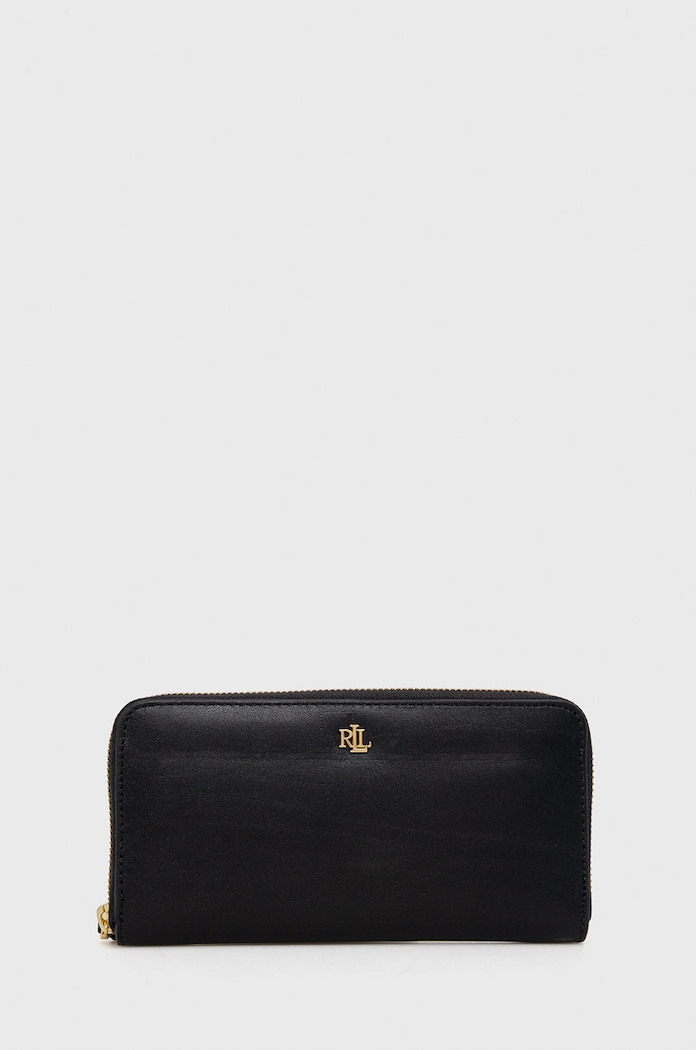 Kožená peněženka Lauren Ralph Lauren přírodní kůže černá 432876730003