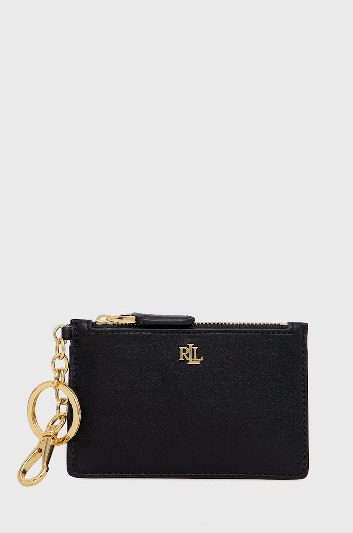 Lauren Ralph Lauren bőr kártya tok sima fekete 432876731002