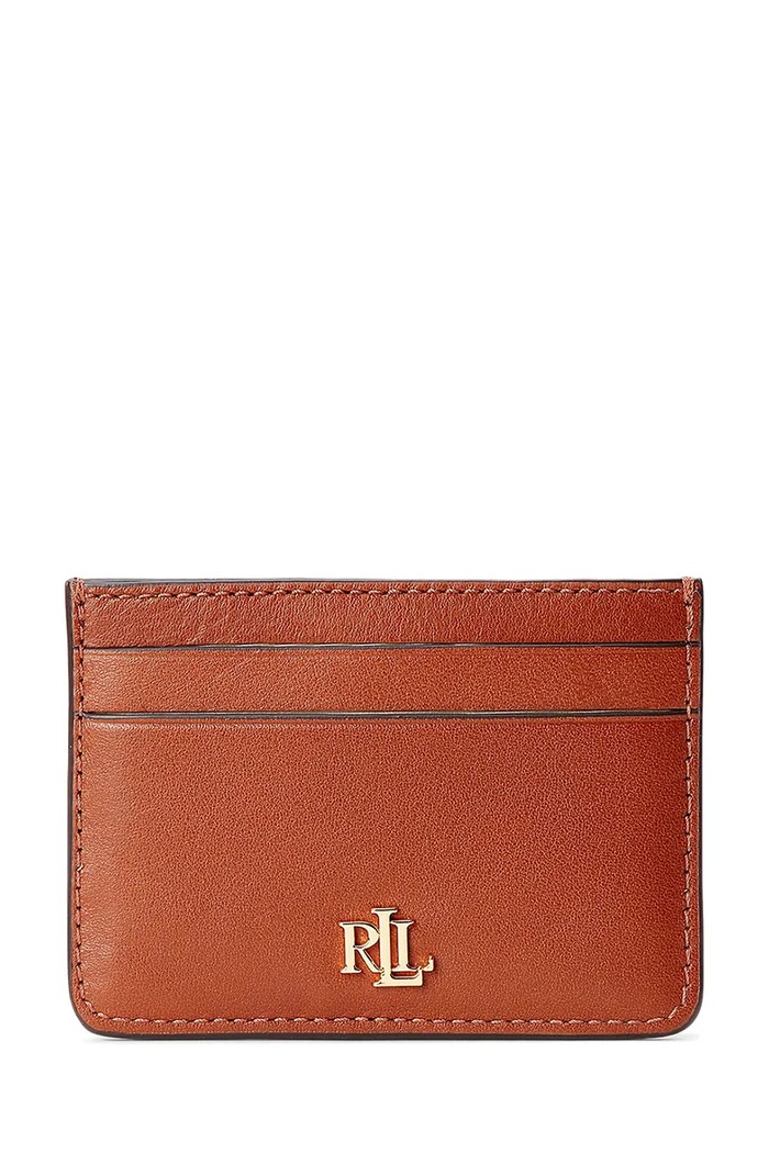 Kožené puzdro na karty Lauren Ralph Lauren usňová koža hnedá 432876732002