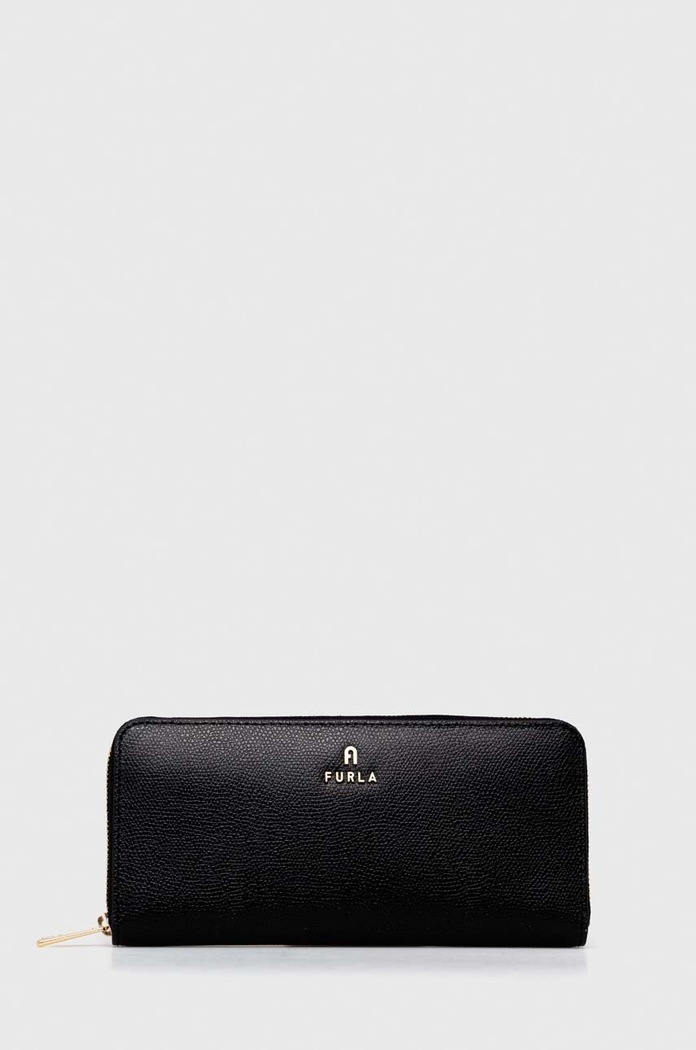 Usnjena denarnica Furla Zrnato usnje črna WP00313.ARE000.ARES