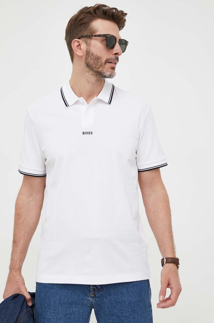 BOSS Orange BOSS polo bawełniane BOSS ORANGE biały 50468843