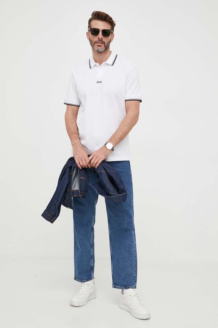 BOSS Orange BOSS polo bawełniane BOSS ORANGE 50468843 biały AA00