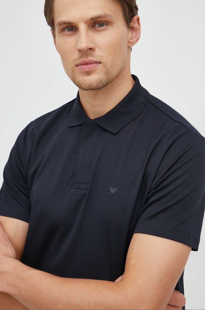 Bavlněné polo tričko Emporio Armani námořnická modř 6L1FE1.1JPRZ