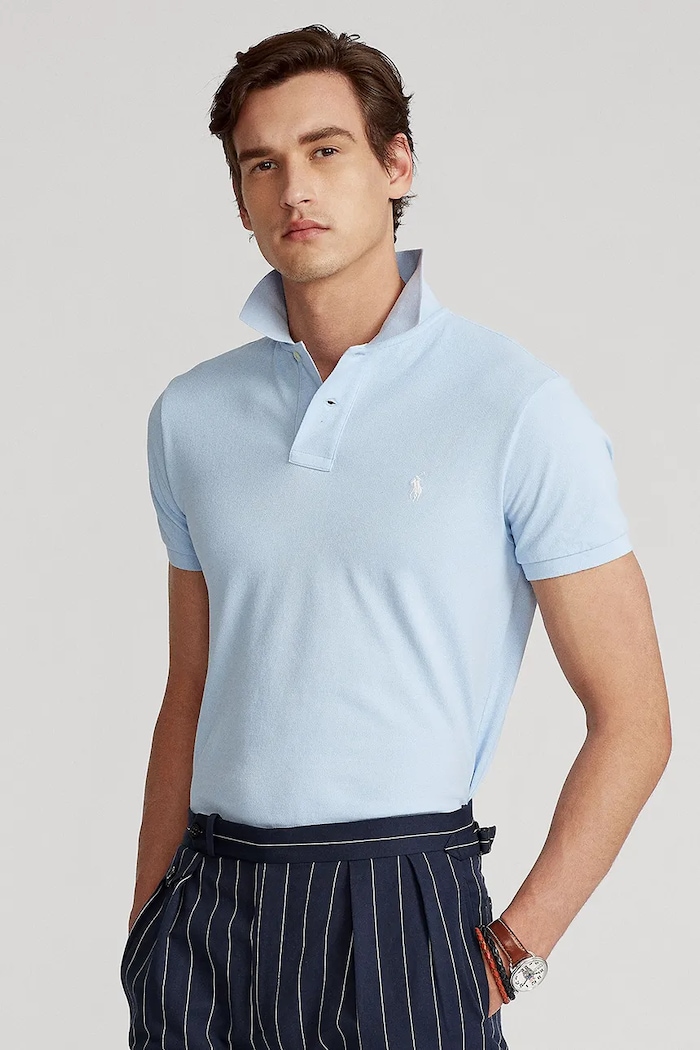 Polo Ralph Lauren polo pentru bărbați din bumbac uni albastru 710795080016