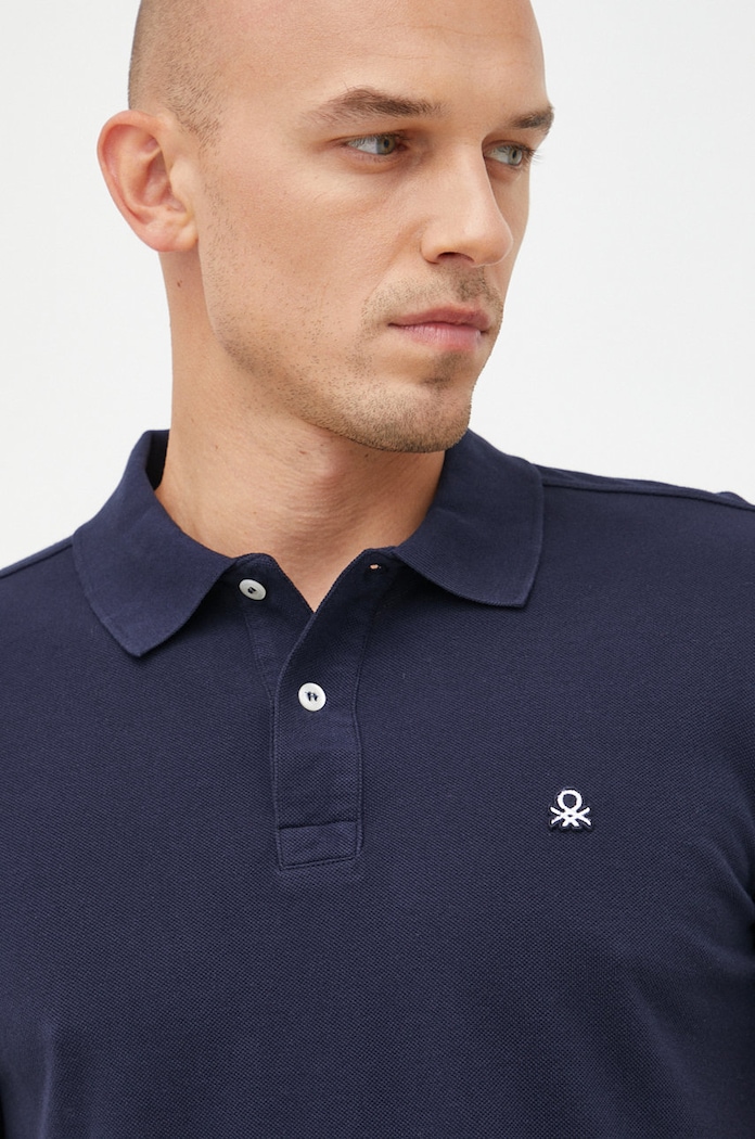 Bavlnené polo tričko United Colors of Benetton jednofarebný tmavomodrá 3089J3179.016.