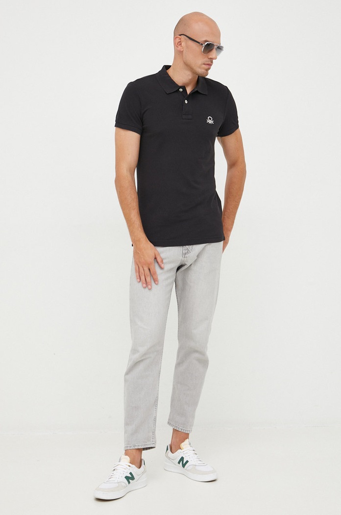 Bavlněné polo tričko United Colors of Benetton 3089J3178.100. černá AA00