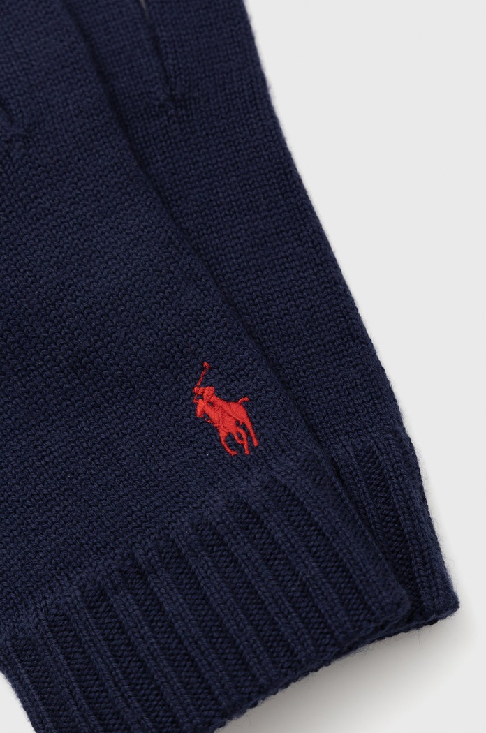 Volnene rokavice Polo Ralph Lauren 710886135002 mornarsko modra AW25