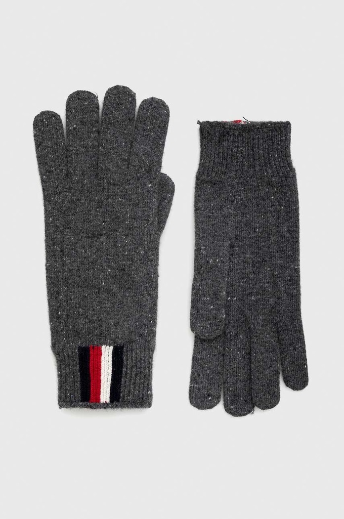 Vlněné rukavice Tommy Hilfiger vlna šedá AM0AM11049.9BYY