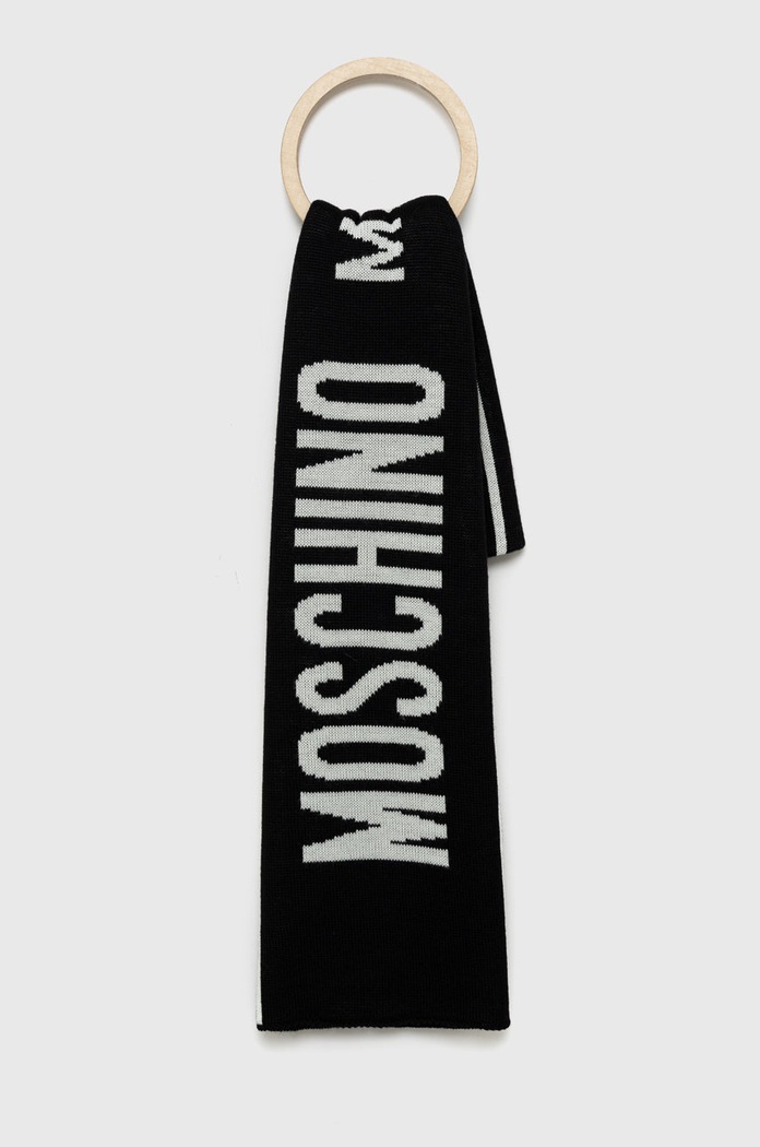 Šál s prímesou vlny Moschino vlna čierna M5634.50199
