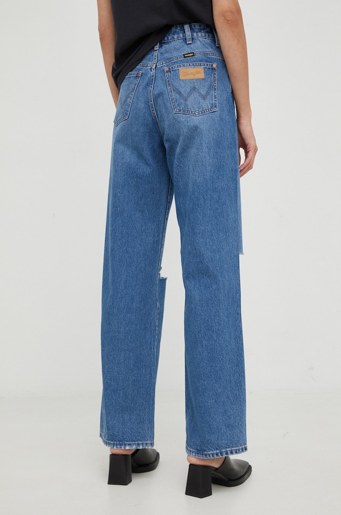 Odzież Wrangler Jeansy bawełniane Mom Relaxed Patty W24M73Y27 niebieski