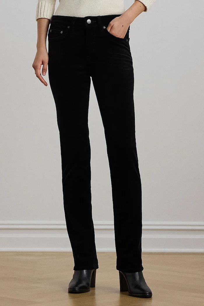 Menčestrové nohavice Lauren Ralph Lauren s elastanom čierna 200881935001