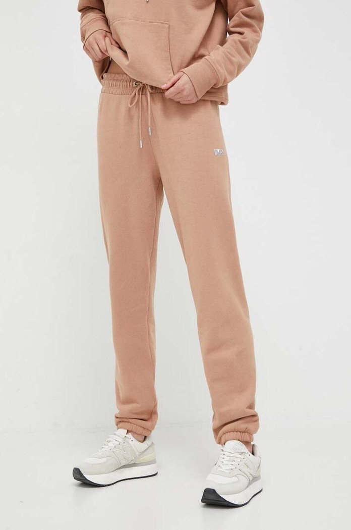 Dkny spodnie dresowe dzianina brązowy DP2P3114