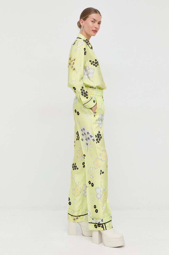 Red Valentino spodnie jedwabne 1R0RBC246M8 zielony AW22