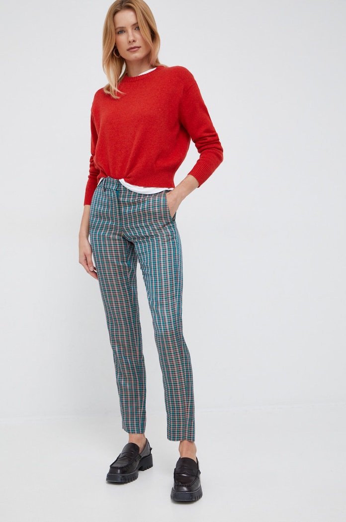 Hlače s dodatkom lana PS Paul Smith srednje visoki zelena W2R.N264.J30915