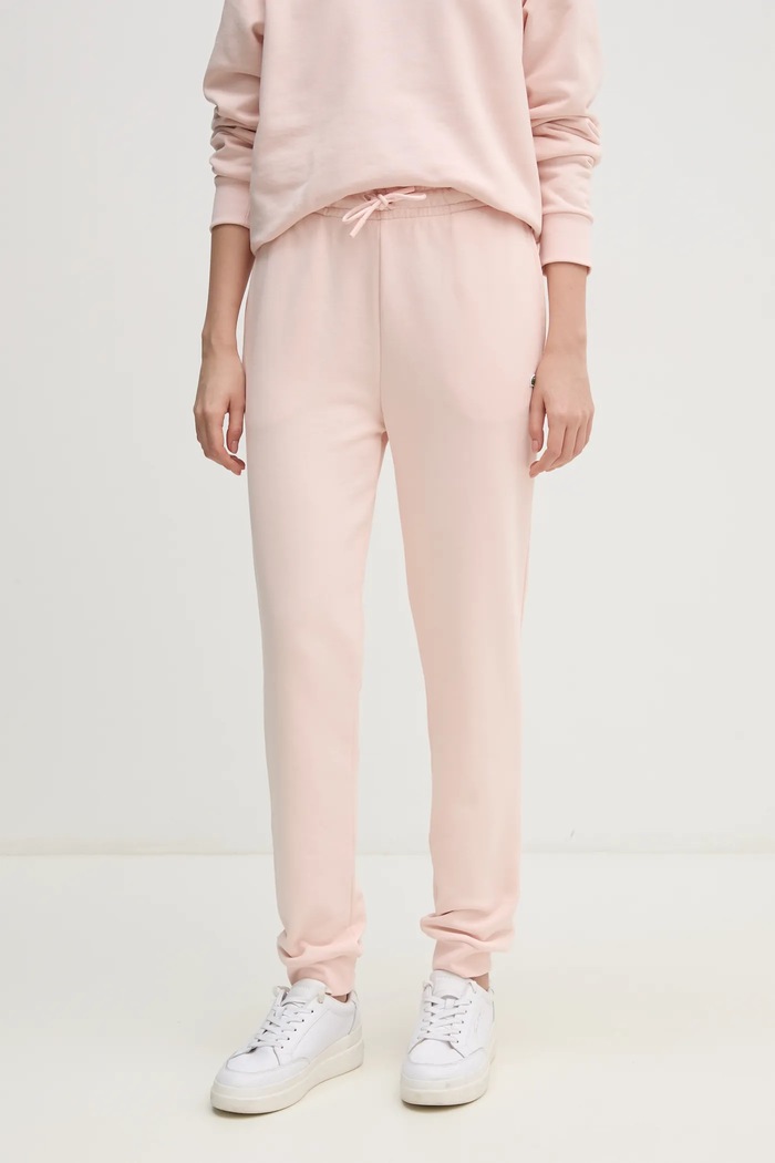 Tepláky Lacoste pletenina růžová XF9216