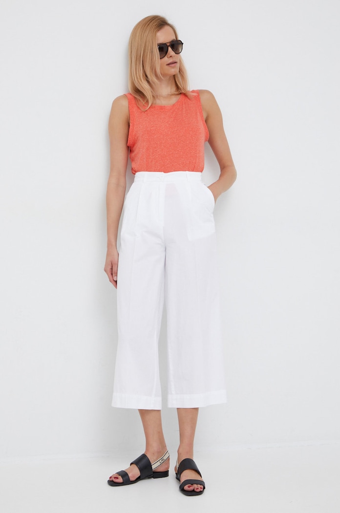 Sisley pantaloni in cotone 42FFLF02F.101 bianco AW22