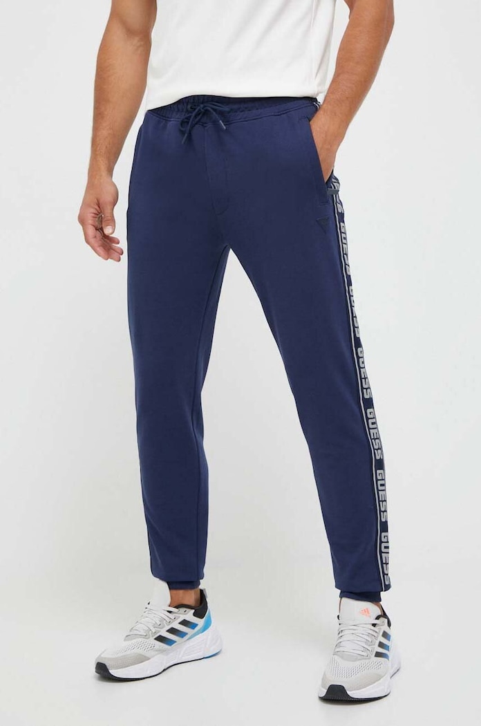 Tepláky Guess NEW ARLO s elastanom tmavomodrá Z2YB19.K6ZS1