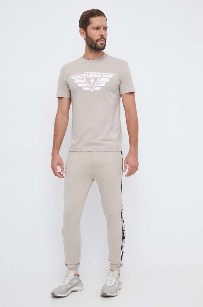 Guess spodnie dresowe NEW ARLO Z2YB19.K6ZS1 beżowy SS26