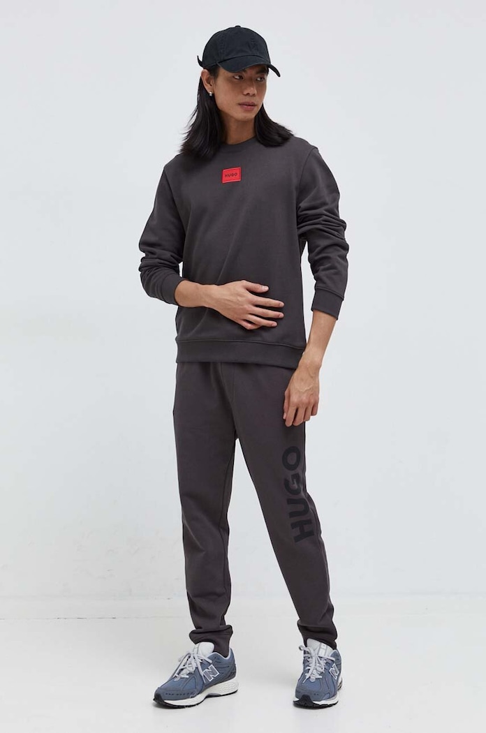 HUGO Βαμβακερό παντελόνι HUGO 50473211 γκρί AW19