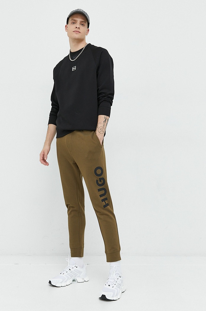 HUGO spodnie dresowe bawełniane 50473211 50473211 zielony AW19