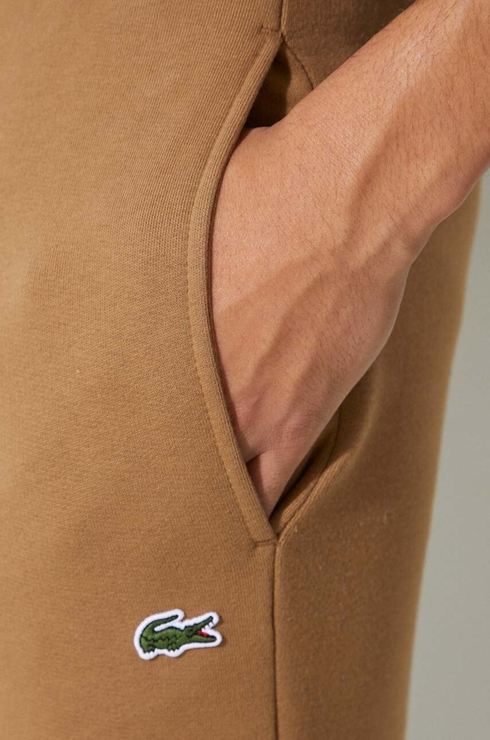 Lacoste tepláky pánské s bavlnou XH9624 hnědá