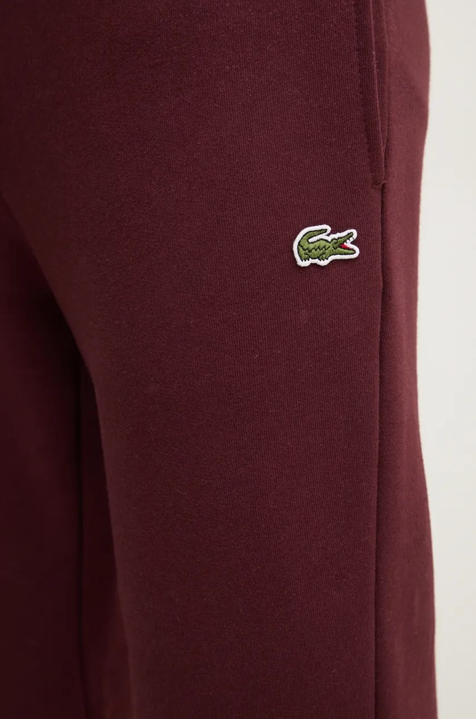 Pantaloni de trening bărbați cu bumbac Lacoste XH9624 burgundia