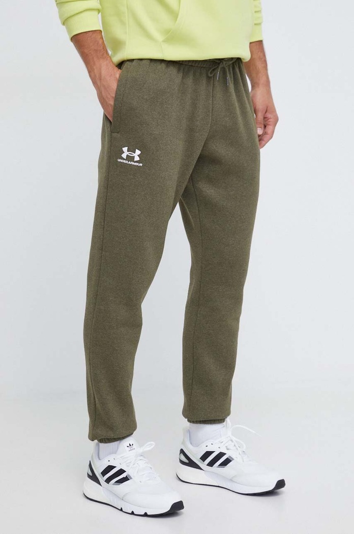 Under Armour spodnie dresowe męskie z bawełną Essential Fleece dzianina zielony 1373882