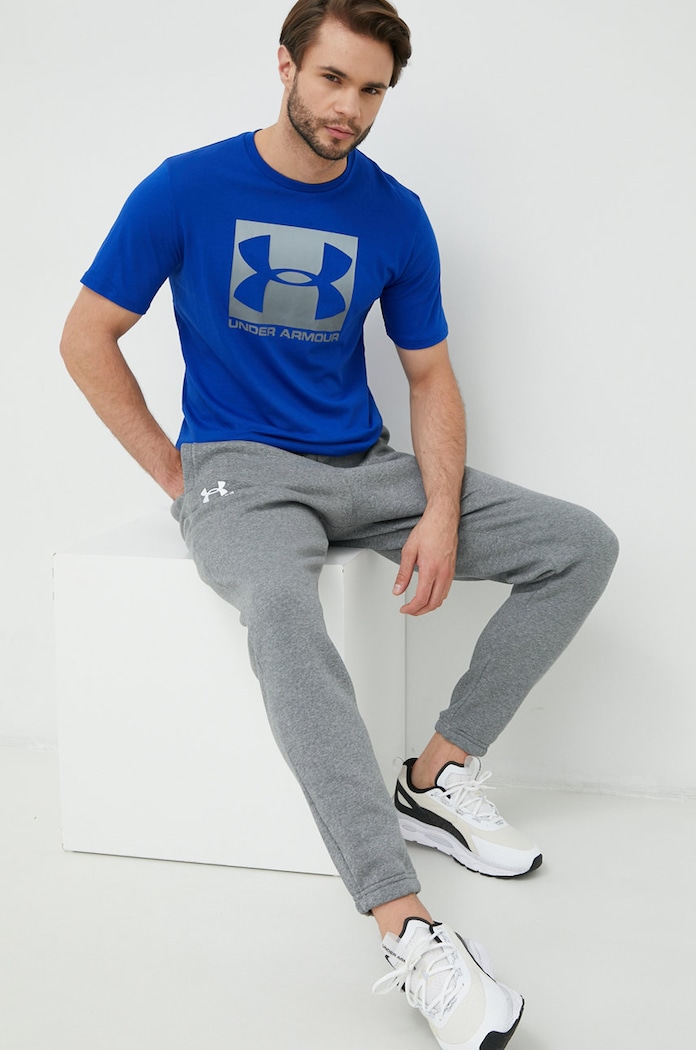 Under Armour trenirka moška z bombažem Essential Fleece 1373882 siva SS26