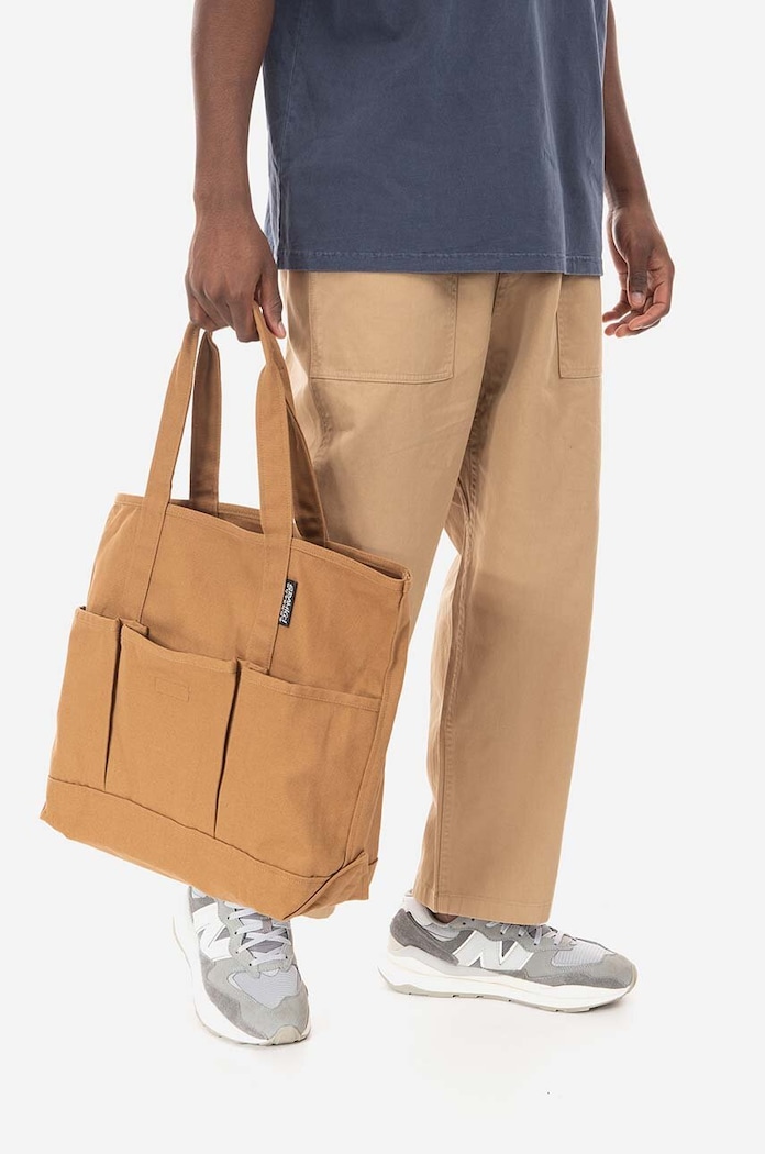 Βαμβακερό παντελόνι Gramicci Loose Tapered Pant βαμβάκι μπεζ G103.OGT