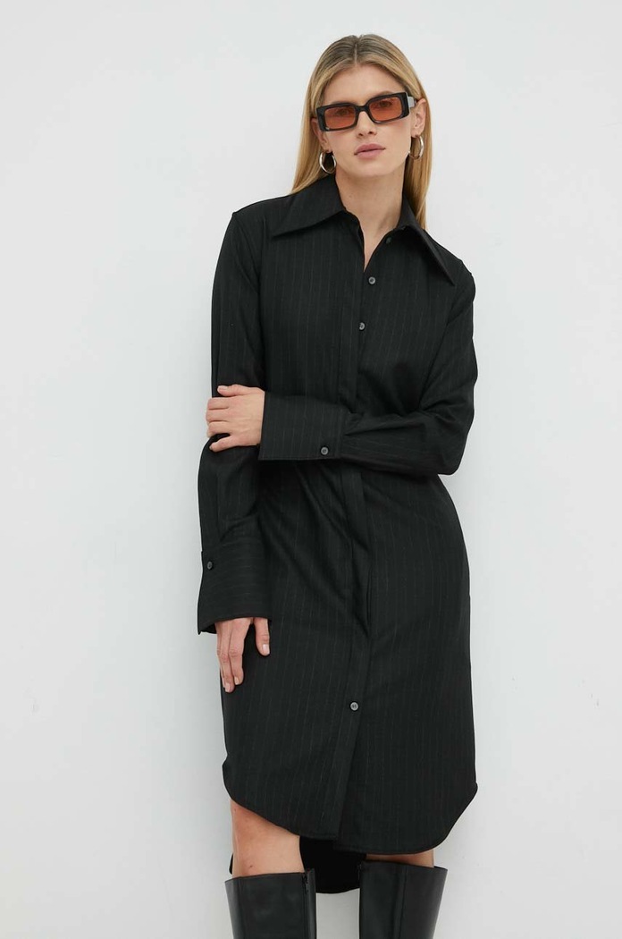 Tiger Of Sweden sukienka z domieszką wełny S68234006 czarny AW22