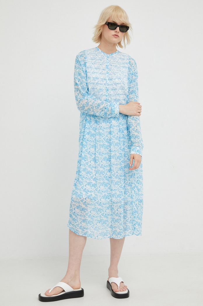 Samsoe Samsoe rochie F22200129 albastru AW22