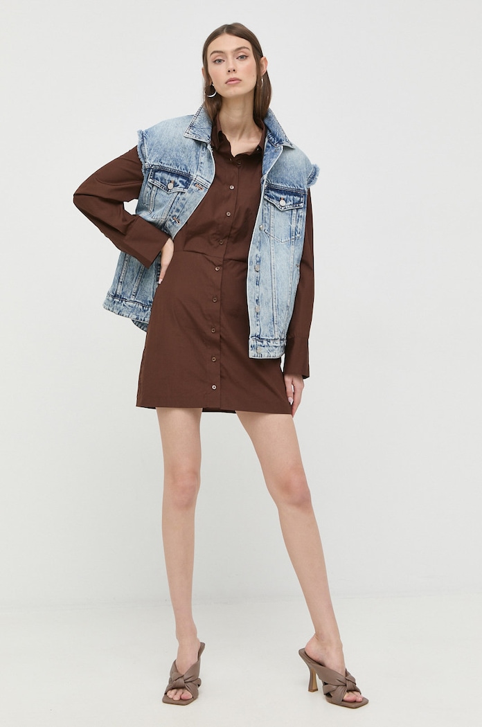 Bavlněné šaty Miss Sixty 6W2DJ4720000 hnědá AW22