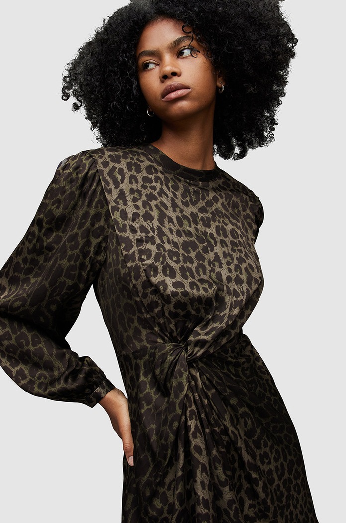 AllSaints rochie WD275X verde AW22