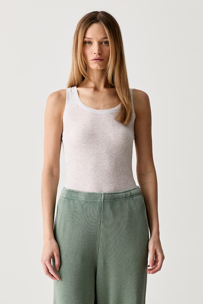 American Vintage top da donna in cotone grigio MAS00