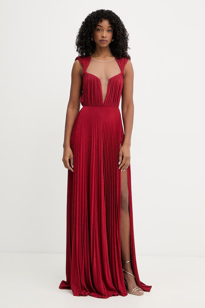 Šaty Elisabetta Franchi pletenina červená AB23527E3