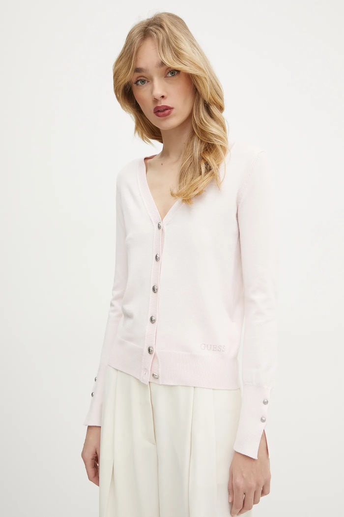 Guess cardigan ZENA a maglia fine rosa W2YR33.Z2V62