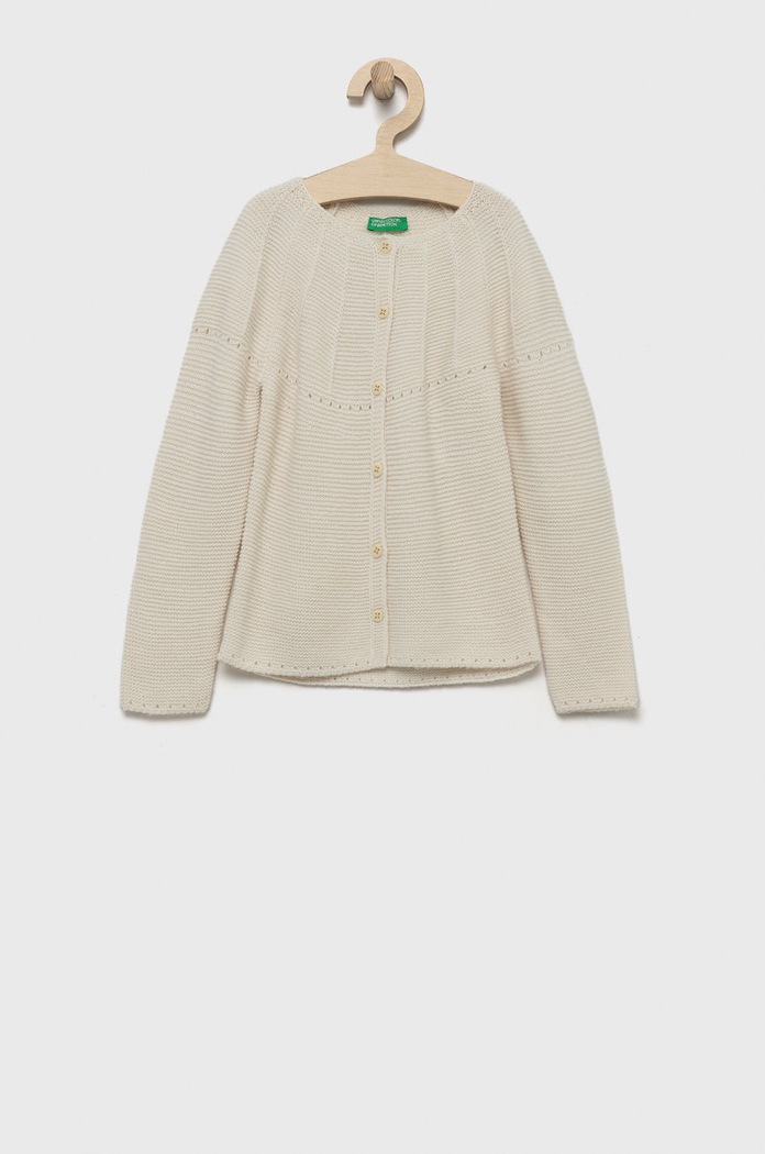 United Colors of Benetton sweter z domieszką wełny dziecięcy z domieszką wełny beżowy 1076G5006.P
